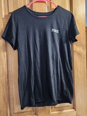 PINK Victoria's Secret Black Short Sleeve Logo Tee